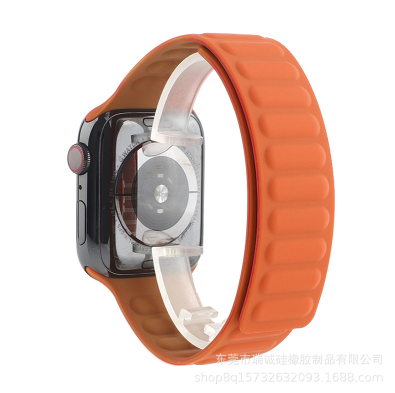Factory Spot Suitable for Apple Watch Band AppleWatch Ultra49mm Magnetic Return Ring Silicone Strap
