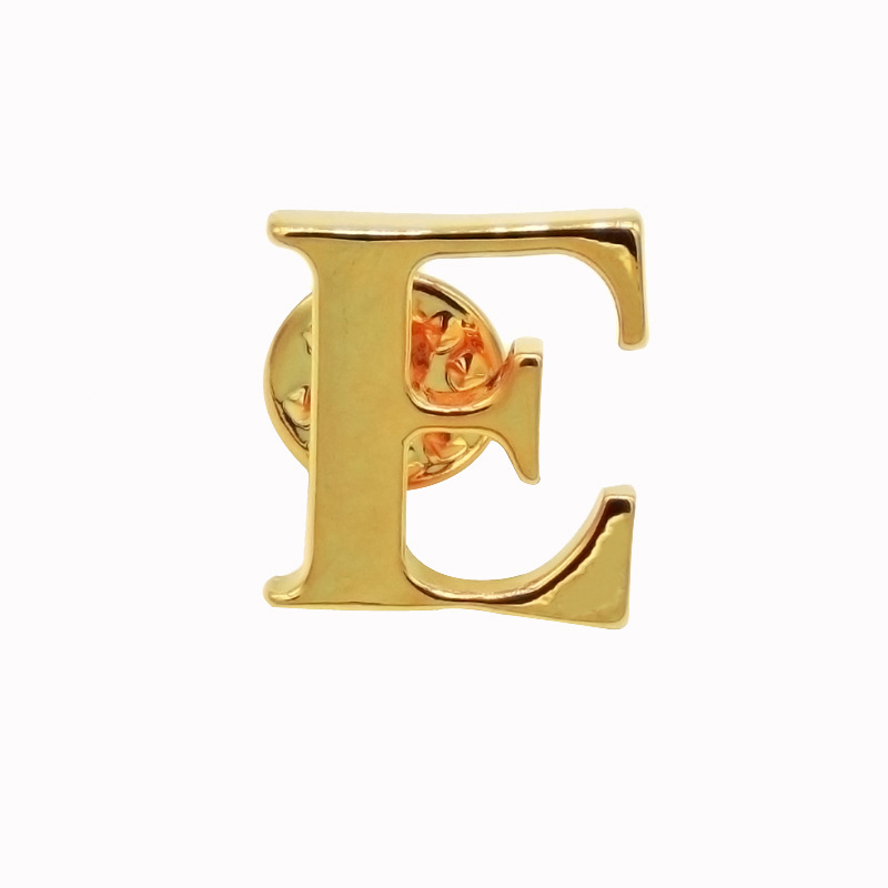 High Quality Men's Brooch 18K Gold 26 Letters A- Z Copper Material Lapel Pin Simple Collar Pin Medal Factory Direct Sales