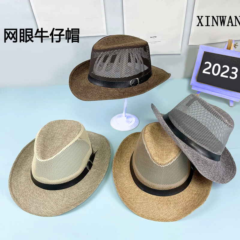 Summer Outdoor Cowboy Hat Leisure Climbing Fishing Hat Sun-Proof Sun Protection Hat Agricultural Hat Men's Fisherman Hat Generation Hair