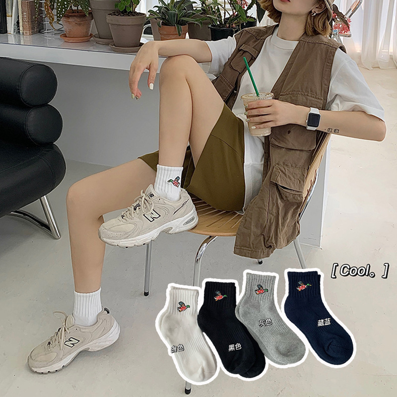 Plusox Men's and Women's Cotton Socks European and American Internet Hot Xiaofei Duck Thread Socks Women's Socks Couple Towel Bottom Athletic Socks