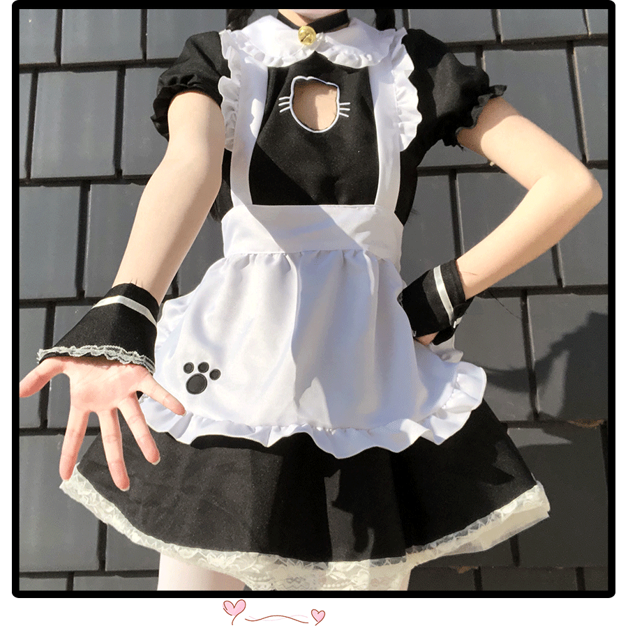 猫咪女仆装cosplay服装日系黑白女仆装服可爱软妹猫女连衣裙