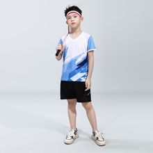 新款儿童羽毛球服乒乓网球上衣运动套装速干透气跑步数码T恤短袖