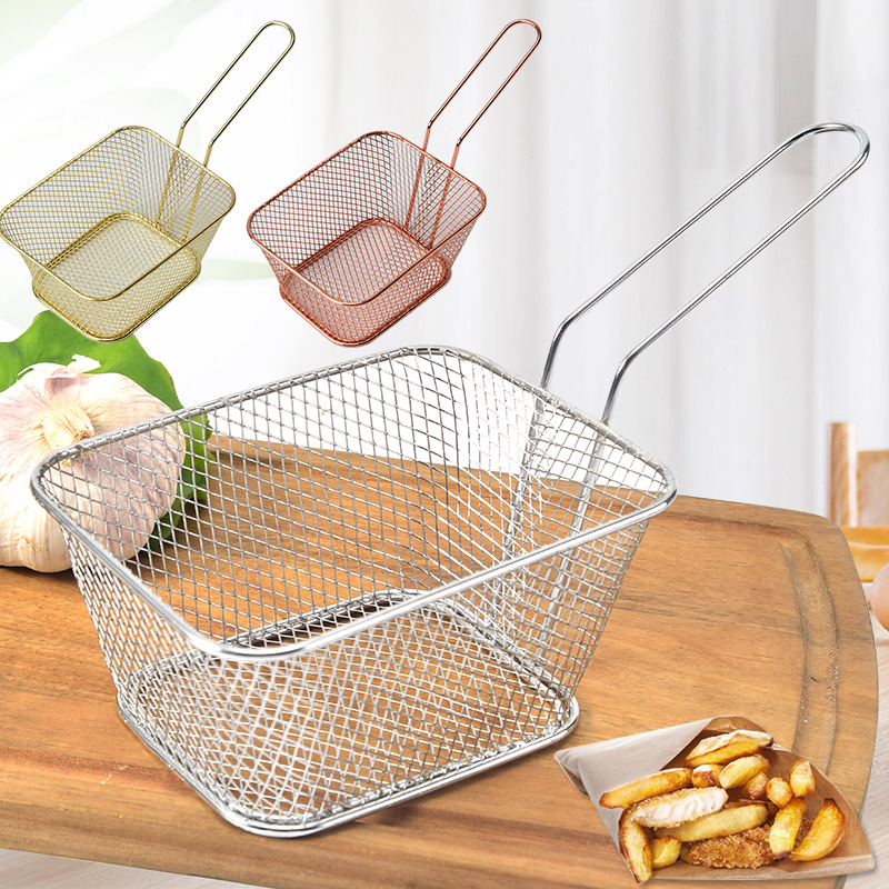 厂家热卖直销铁艺手握过滤焯水捞面 晾食物 薯条篮小吃食物油炸篮