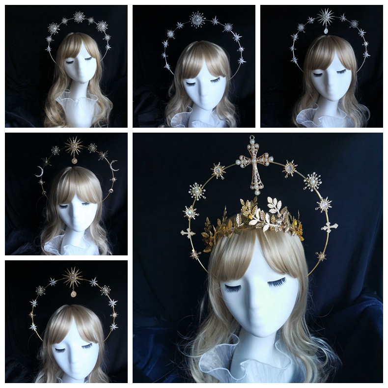 lolita圣母光环阿波罗太阳神皇冠材料包夸张头饰拍照摄影道具