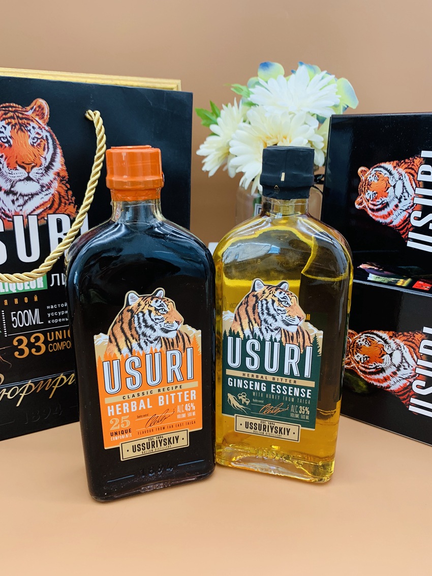 俄罗斯老虎酒 虎头酒 伏特加 泡酒 人参 500毫升礼盒送礼 2瓶装