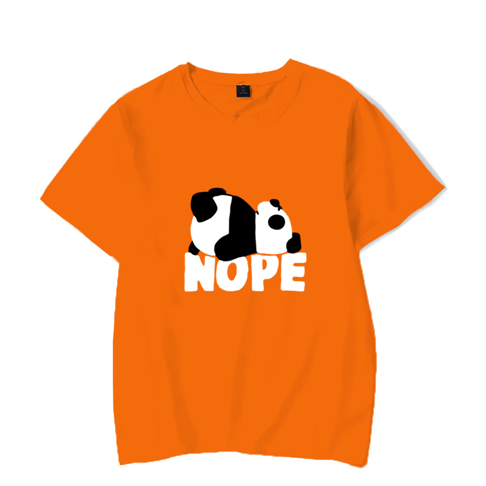 dx100150欧美男装卡通熊猫nope印花图案圆领短袖t恤大码欧洲站