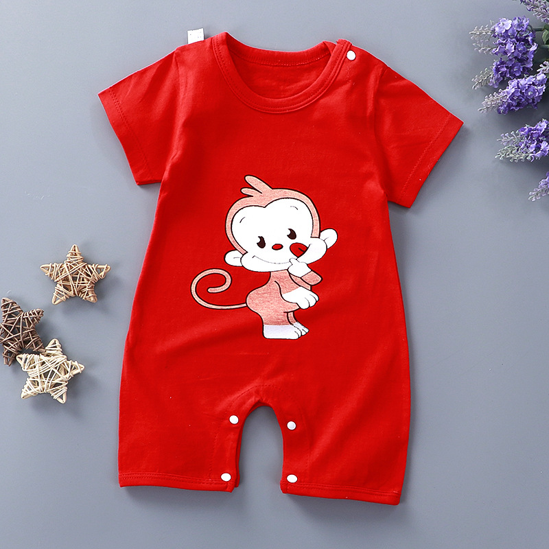 Baby Jumpsuit Romper Cotton Summer Clothing Baby Clothes Children's Short-Sleeved Newborn Jumpsuit Children's Clothing