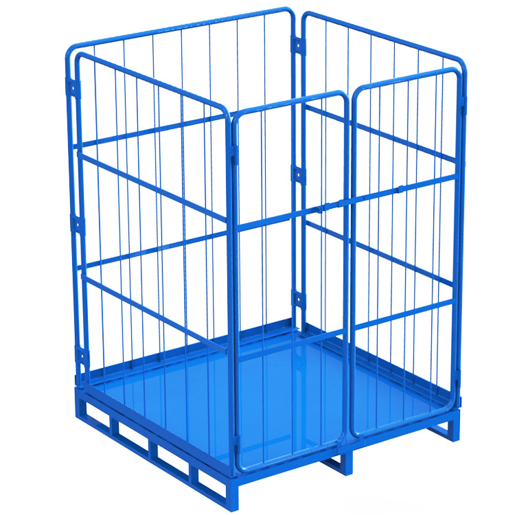 托盘笼 川字形底座四面进叉双门金属网箱 可叉车搬运金属周转框