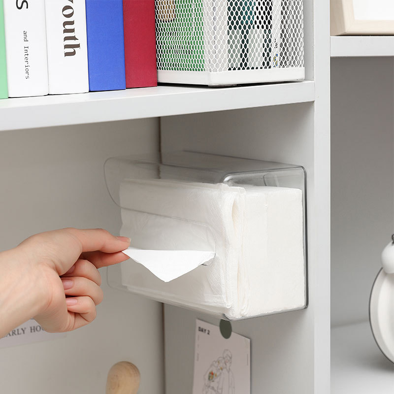 Tissue Box Wall-Mounted Punch-Free Household Tissue Face Cloth Storage Box Bathroom Paper Extraction Kitchen Upside down Box