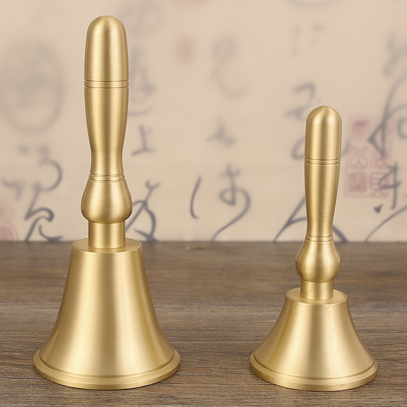 手摇铃铛大小号纯铜有柄铃铛手摇钟玩具儿童铃铛乐器铜铃铛呼叫铃