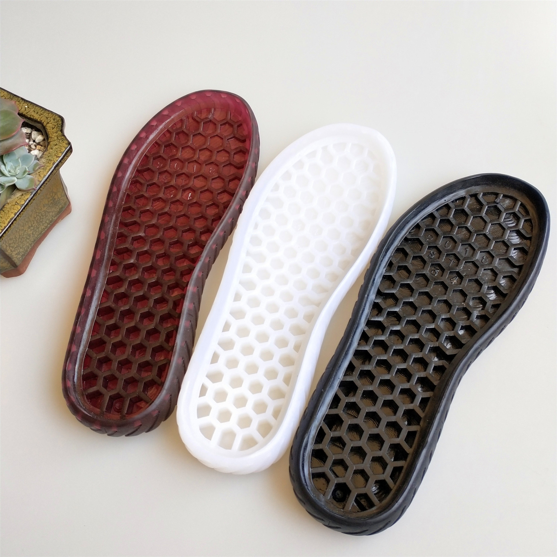 手工钩鞋鞋底透明水晶底编织牛筋鞋底夏季凉鞋鞋底勾包头编织拖鞋