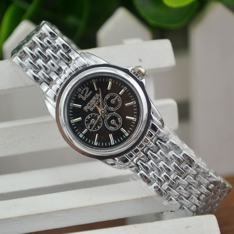 外贸速rosra劳士达男士手表三针六眼钢带情侣表石英现货厂家批发