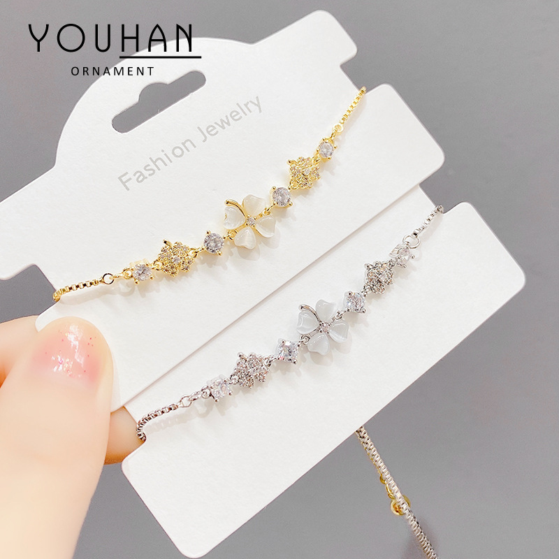 2023 New Opal Pull Bracelet Female Micro Inlaid Zircon Adjustable Bracelet Korean Personalized Bracelet Ornament