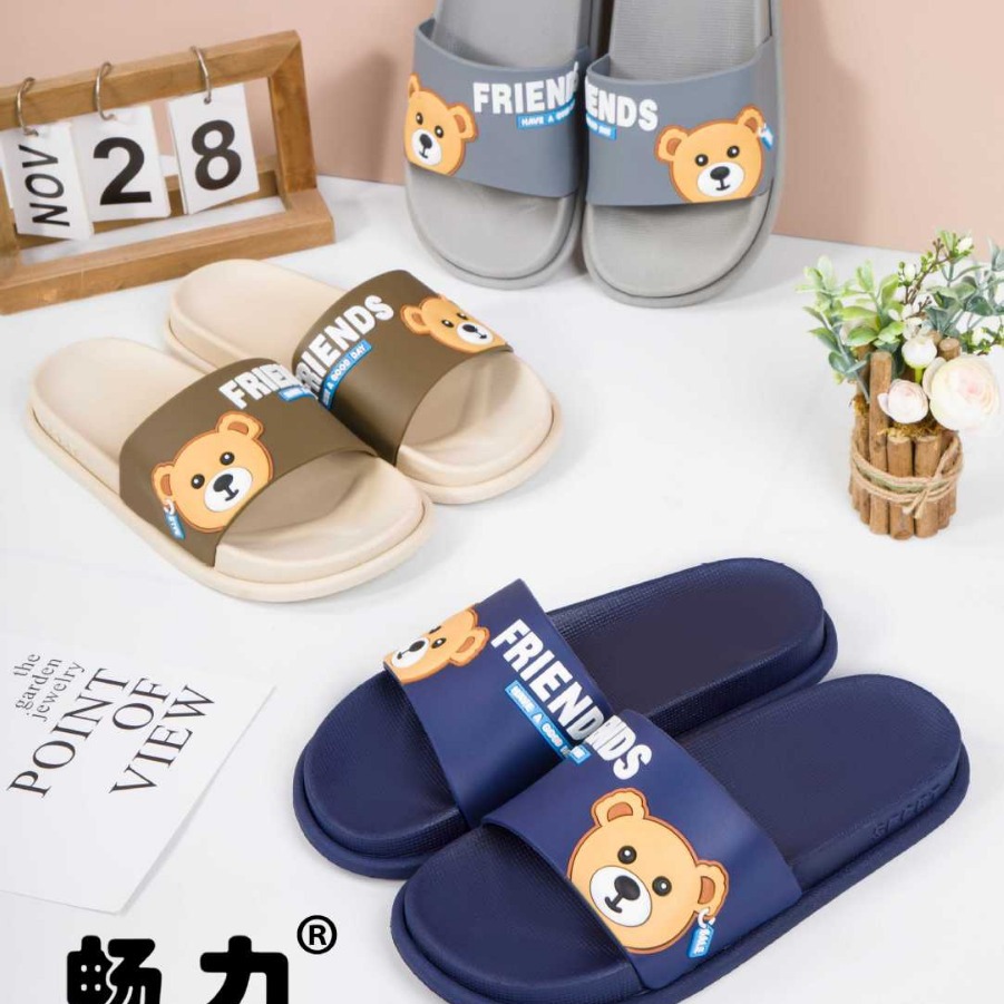 畅力新款情侣款男拖鞋滴塑帮面一字拖时尚百搭男士家居鞋工厂批发