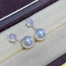 天然淡水珍珠5-8mm全点位小素钉简约百搭纯银耳针正圆极光耳钉