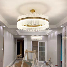 轻奢后现代客厅灯水晶吊灯个性简约创意金属圆环样板房卧室餐厅灯