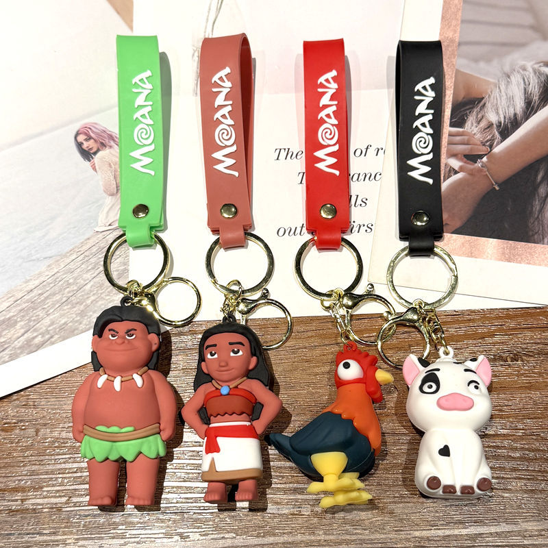 creative anime moana keychain cute silly chicken moana car key chain men and women handbag pendant