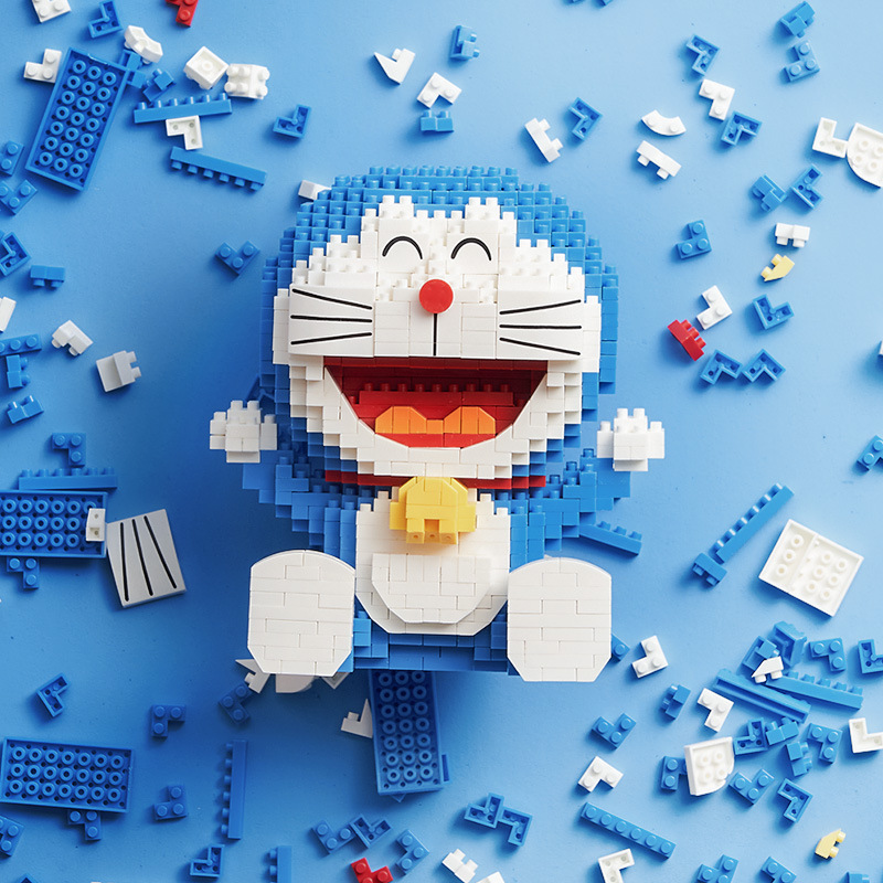 哆啦a梦摆件小颗粒积木儿童玩具拼装模型女孩10岁3男孩圣诞节礼物