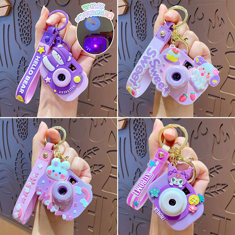 cute cartoon sanrio projection camera keychain creative cars and bags keychain pendant small gift wholesale
