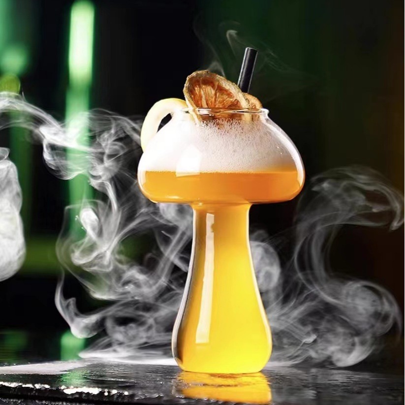 factory direct sales creative mushroom cup heat resistant glass cocktail glass juice cup drink cup