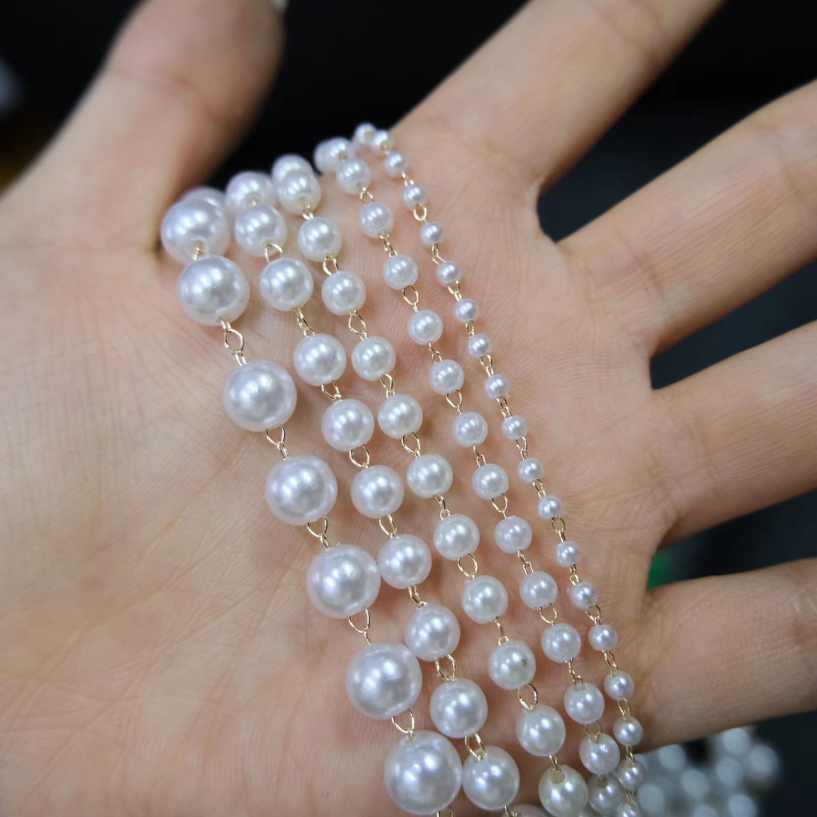 Pearl Chain Diy 3-8mm Imitation Pearl Pearl Chain Accessories Antiquity Hair Clasp Tassel Lolita Necklace Headdress Material