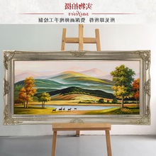 手绘油画欧式客厅玄关装饰画酒店壁画美式轻奢山水风景巨人山挂画