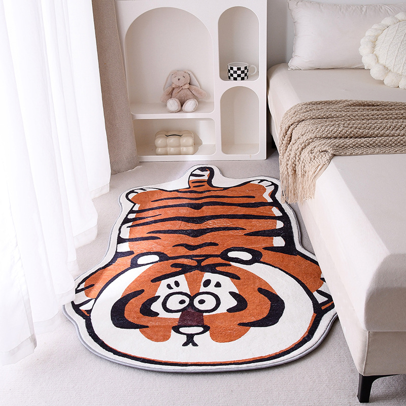 INS Tiger Carpet Cashmere Floor Mat Long Wool Carpet Cartoon Mat Bedroom Cute Bathroom Non-Slip Absorbent Floor Mat