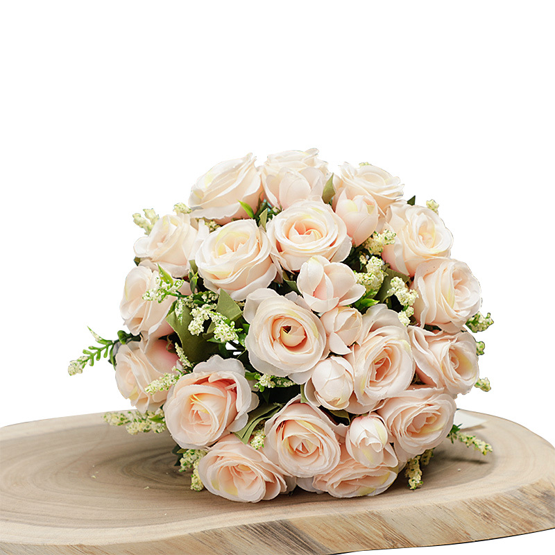 人造香槟色玫瑰花新娘手捧花束婚礼伴娘手拿小把束结婚拍摄手捧花