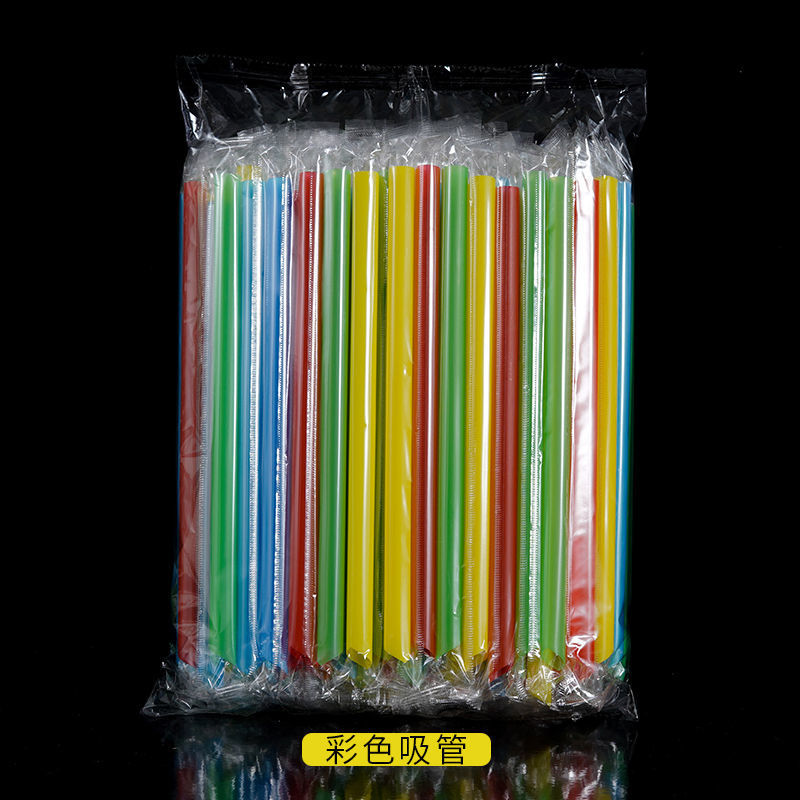 透明吸管一次性果汁饮料珍珠奶塑料茶加硬尖头独立包装批发亚马逊