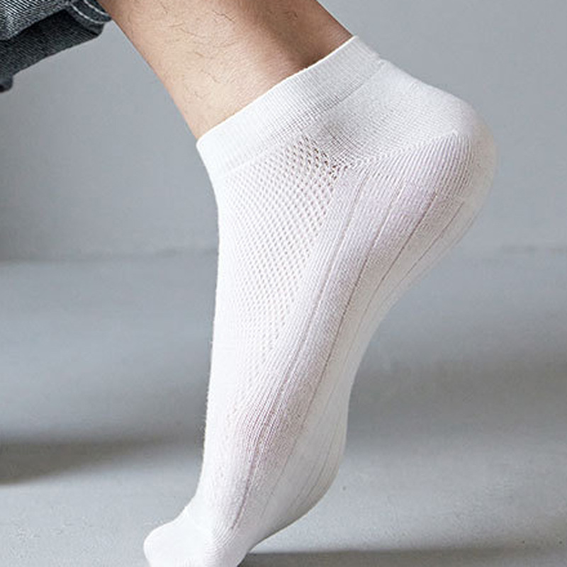 Summer Socks Men's Cotton Thin Mid-Calf Sports Basketball Socks Zhuji Socks White Breathable Mesh Light