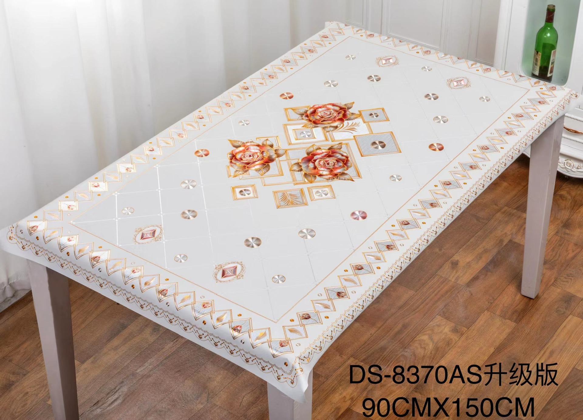 Internet Celebrity Golden of European Style Tablecloth Waterproof and Oilproof and Heatproof Disposable Household Table Cloth Flower Yarn Cloth PVC Tablecloth