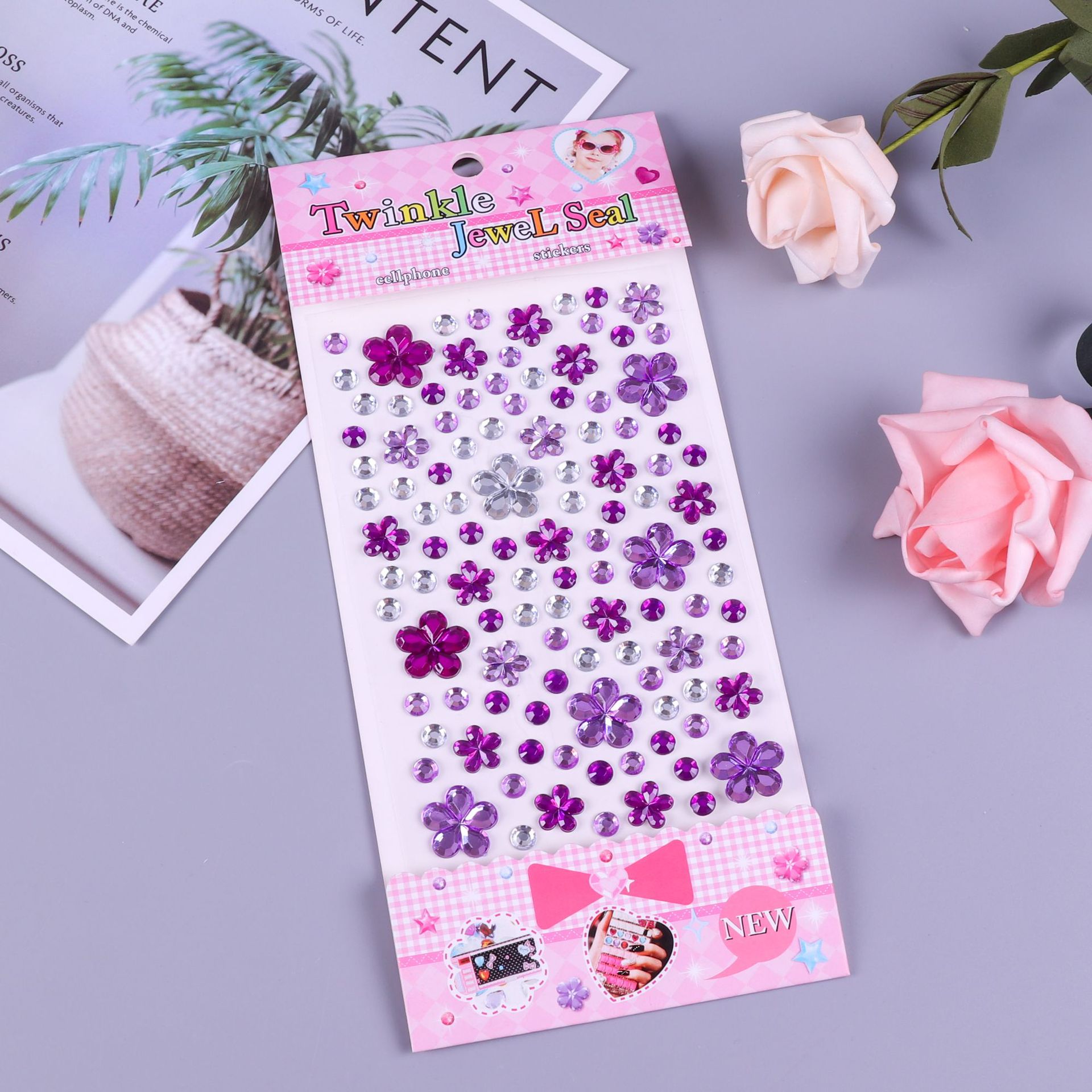 宝石贴纸儿童钻石贴纸亚克力水晶贴diy立体装饰水钻女孩宝石贴画