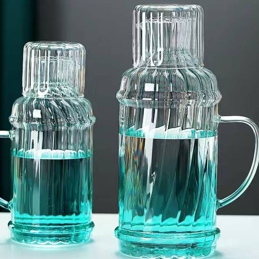 high temperature resistant glass water pitcher household large capacity gradient blue water storage kettle summer hot juice tea set suit