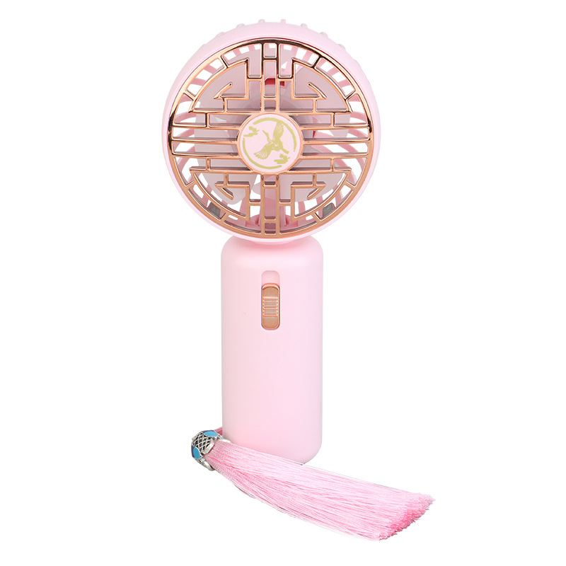 2023 New National Trendy Style USB Rechargeable Small Fan Outdoor Portable Handheld Tassel Fan Promotional Gift