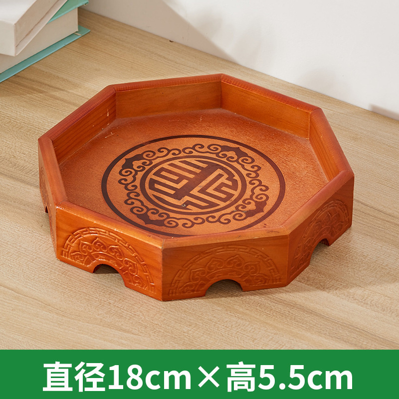 Living Room Wooden Tray Leisure Snack Dried Fruit Plate Polygon Pastry Bread Tray Compartment Snack Storage Box