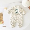 Autumn and winter Female baby clothes Broken flowers keep warm Cotton clip Climbing clothes ins go out thickening cotton-padded clothes baby one-piece garment Korean Edition