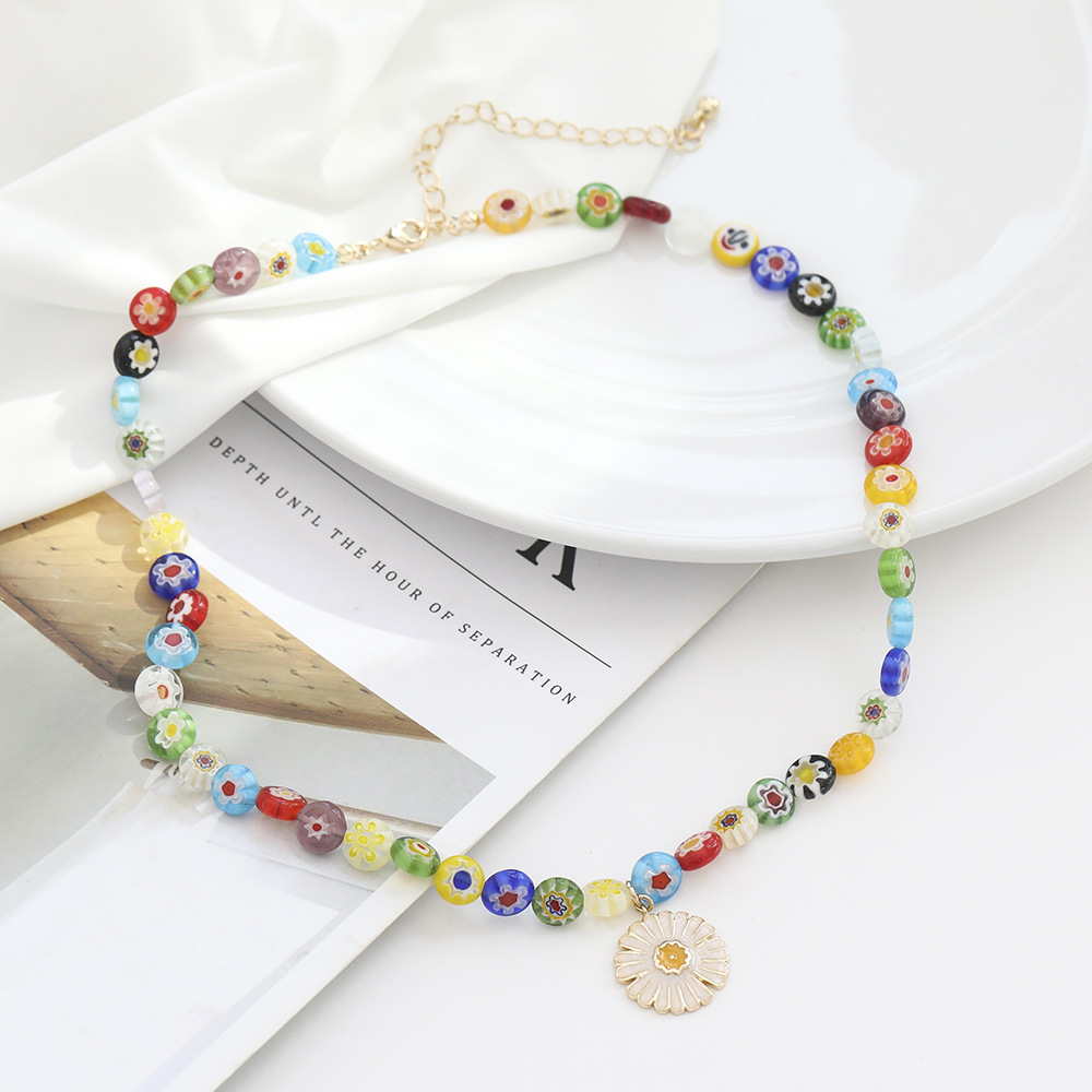 我在他乡挺好的周雨彤同款彩色珠子项链饰品琉璃珠串珠锁骨链女夏