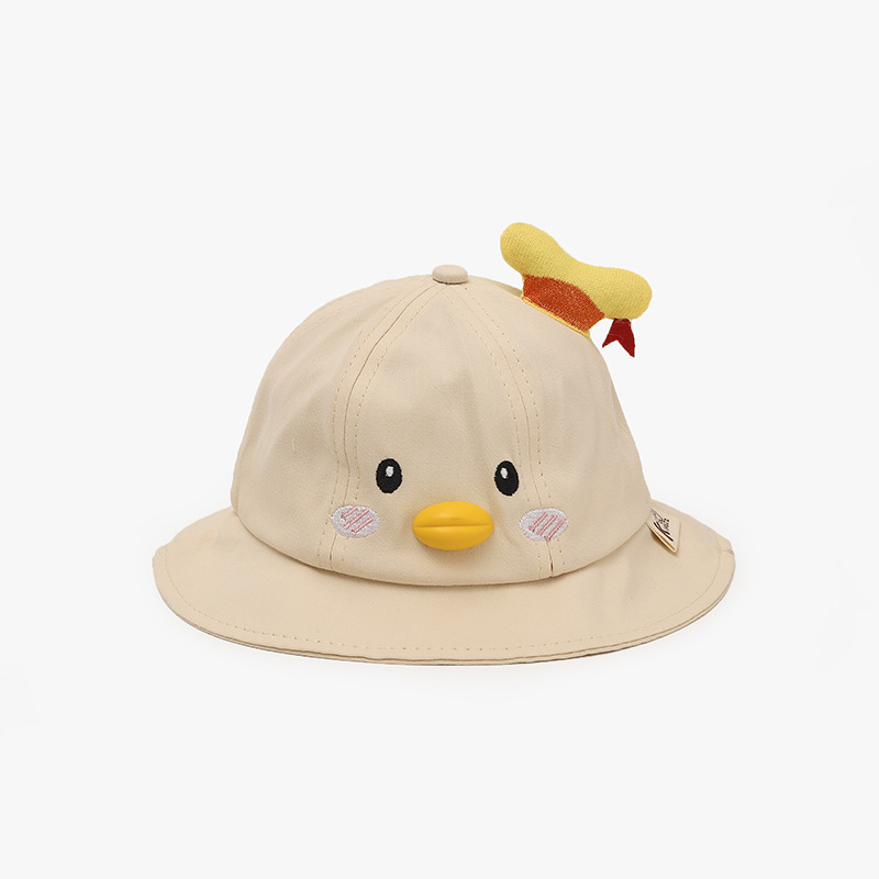 儿童帽子春夏新款可爱小鸭子男女童渔夫帽百搭触角出游宝宝遮阳帽