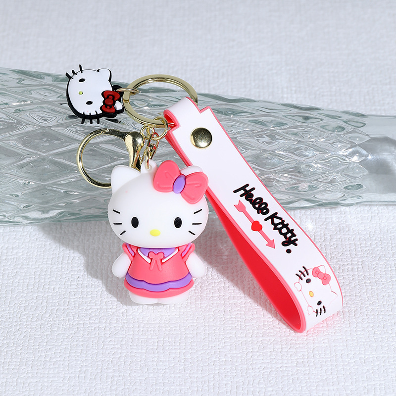 New Cartoon Hello Kitty Silicone Doll Keychain Pendant Couple Bags Car Hellokitty Pendant Gift