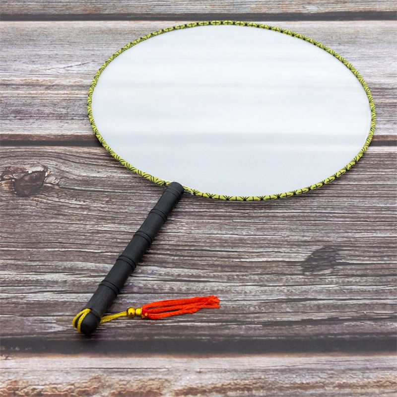 白色宫扇塑料柄圆扇创意绘画廷扇团扇子空白diy扇子可批发