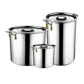 批发不锈钢桶圆桶加厚商用带盖吊桶卤菜汤锅卤锅汤桶大桶白钢煮粥