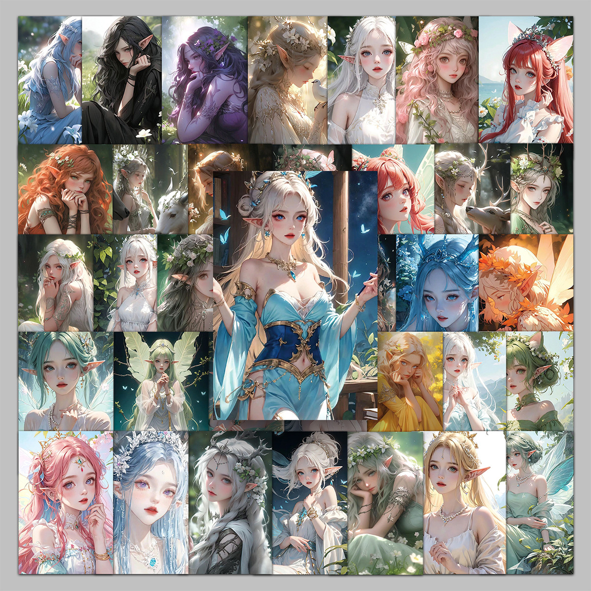 50 sheets elf girl stickers mori style princess fairy long ears girl waterproof decoration notebook stationery stickers
