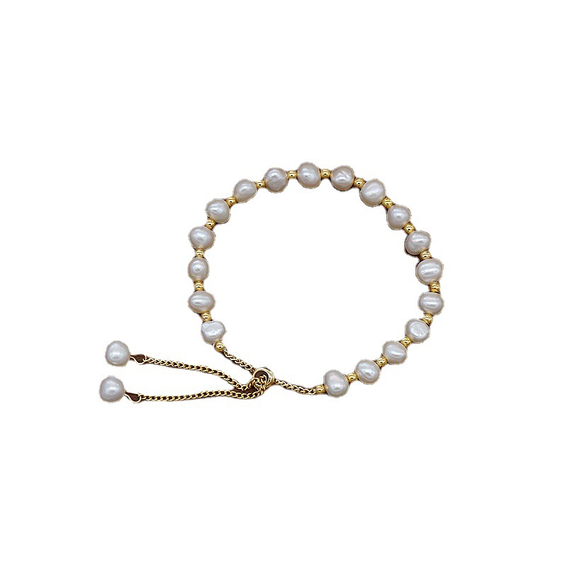 Exquisite Freshwater Pearl Jade Bracelet Women's Fashionable Simple Elegant Bracelet Pull-out Bracelet Simple and Compact Bracelet