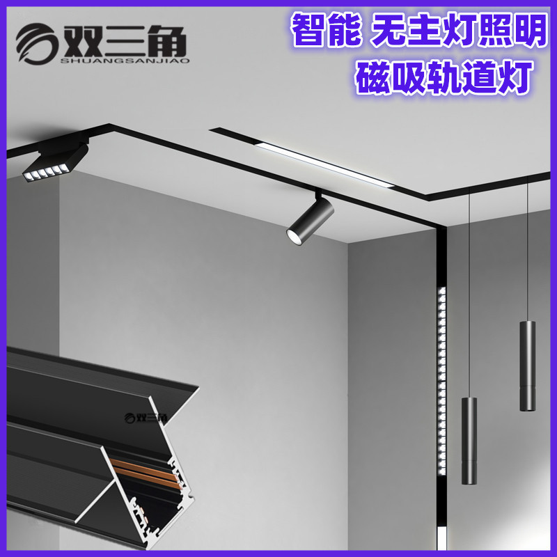 批发嵌入式无主灯磁吸轨道灯48V照明智能调光色led磁吸灯明装射灯