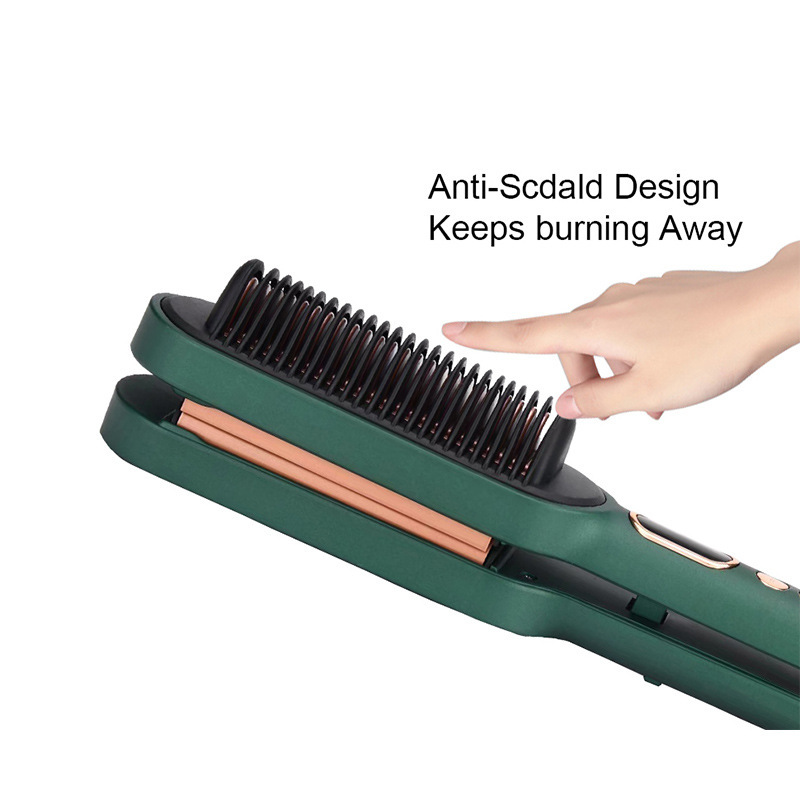 Three-Barrel Hair Curler Wave Hair Straightener Brush Straight Comb Thermostat Fast Heater Band LCD Temperature Display