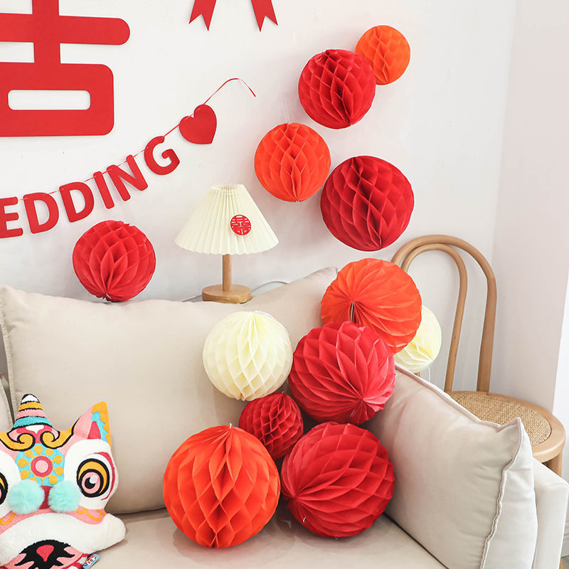 蜂窝球纸拉花灯笼生日派对氛围装饰结婚背景墙布置商场活动挂饰