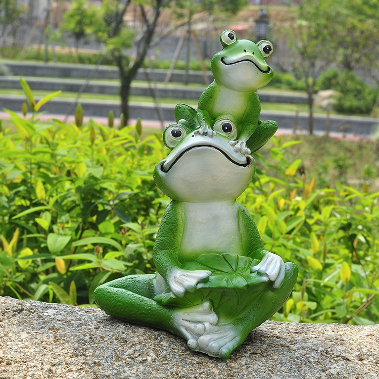 打伞青蛙摆件定制款花园饰品摆件卡通青蛙树脂工艺品旅游青蛙