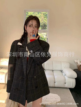 深圳南油高端女装欧美原单明星同款复古格纹英伦时髦减龄羊毛套装