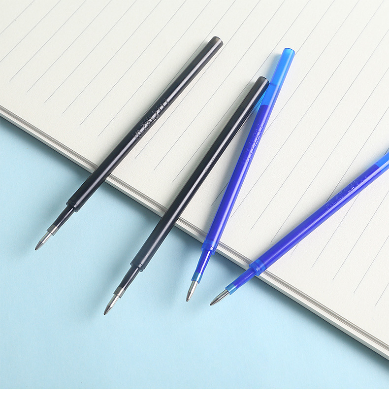 乐炫摩易擦笔芯 0.5子弹头可擦笔中性笔替芯晶蓝黑色按动笔芯批发