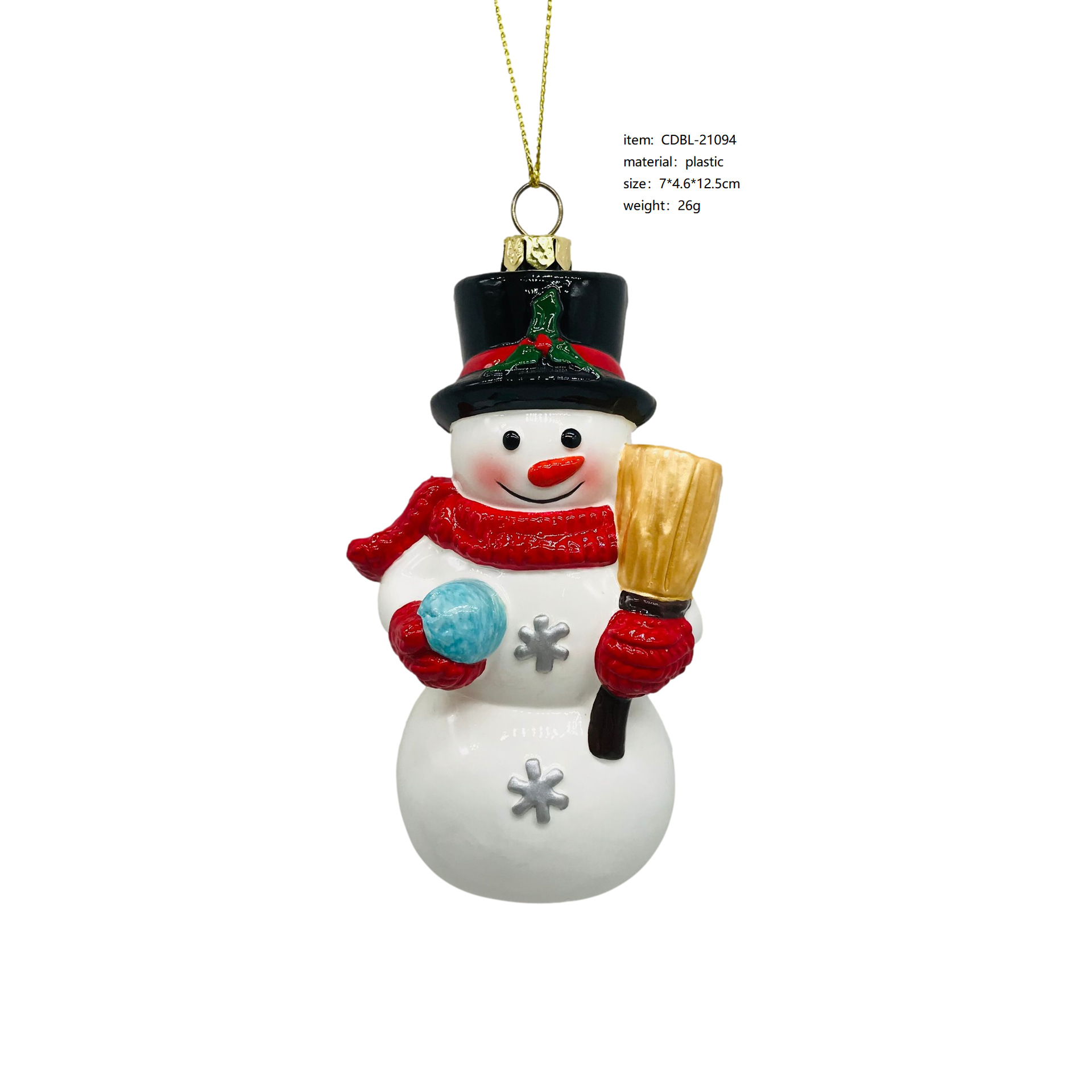 圣诞节日商场派对装饰用握着扫把和球的雪人snowman with a swee